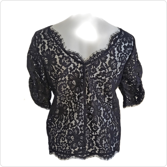 Free People Lace Top, Black, Small - Picture 3 of 5